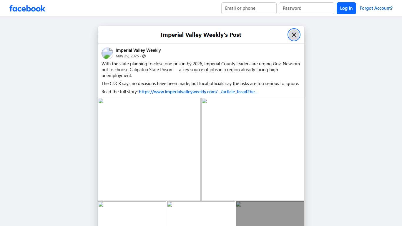 With the state planning to close... - Imperial Valley Weekly Facebook